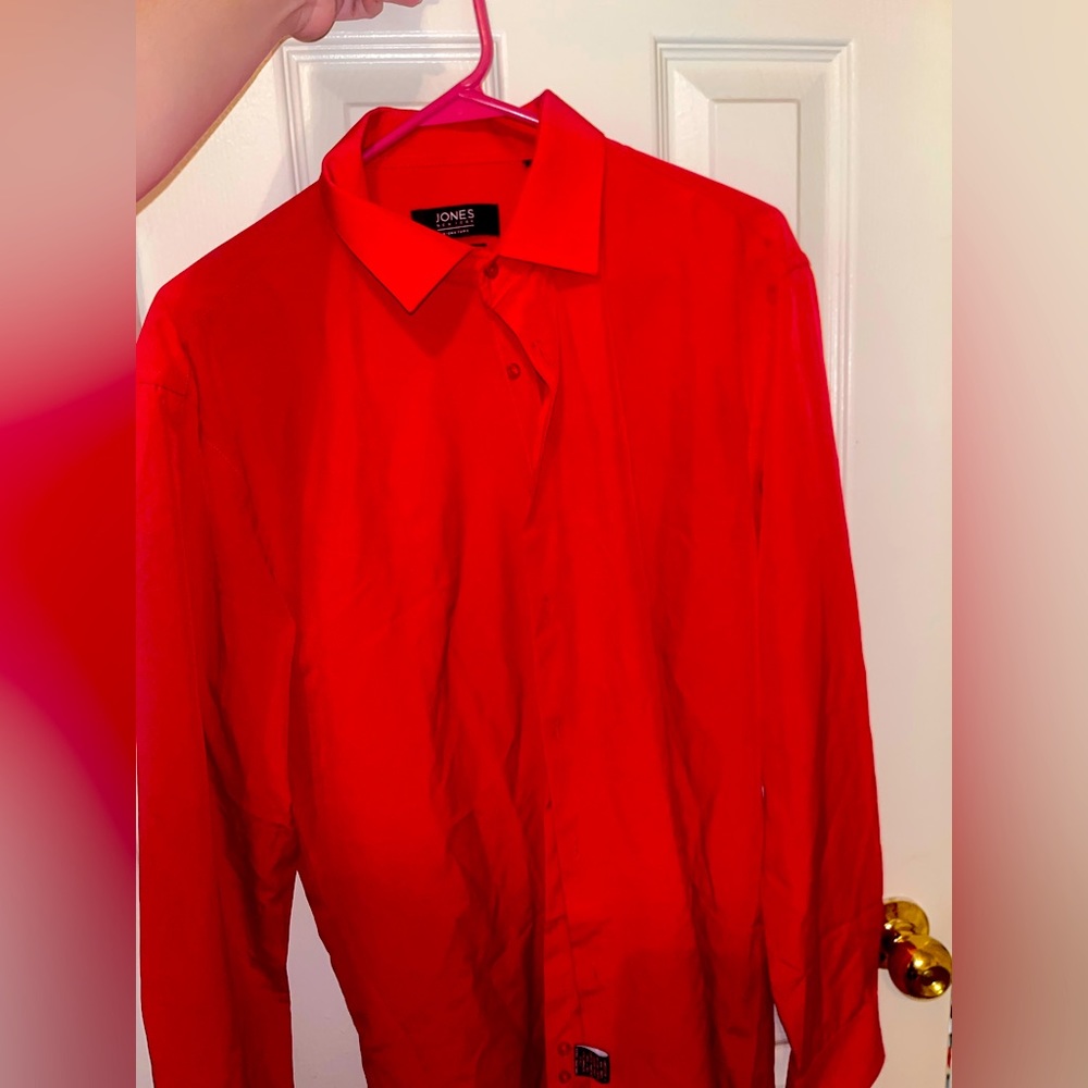 One (1) Size Large Jones Red Button Up Male Shirt, Unworn.